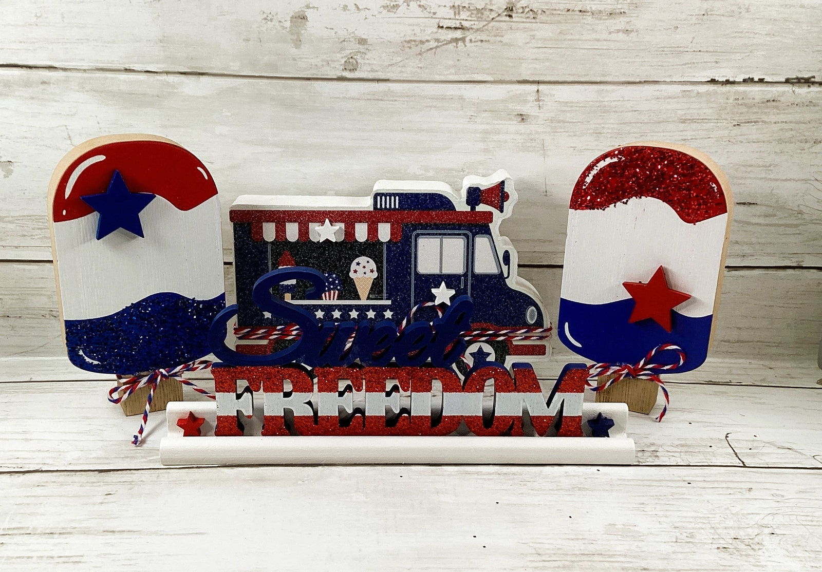 AGD Patriotic Decor - Popsicle Ice Cream Truck Sweet Freedom 4pc