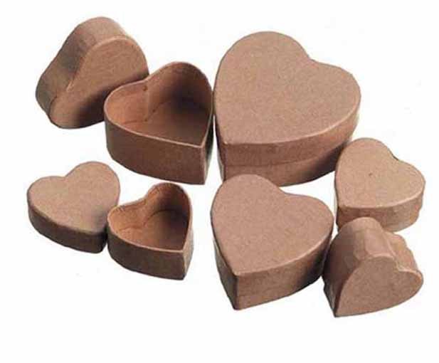 Darice Paper Mache Miniature Small Decoupage Box Set - Heart - 2pks/12pc.