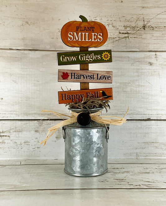 AGD Fall Decor -Directional Sign in Galvanized Metal Milk Can