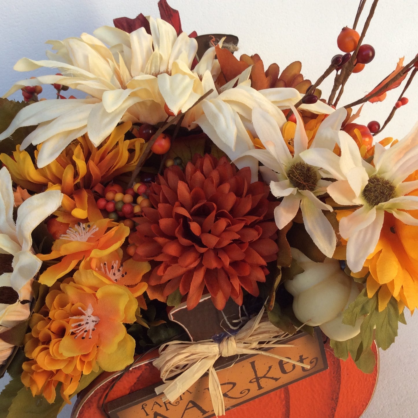 AGD Fall Decor-Harvest Thanksgiving Pumpkin Reversible Artificial Floral Display