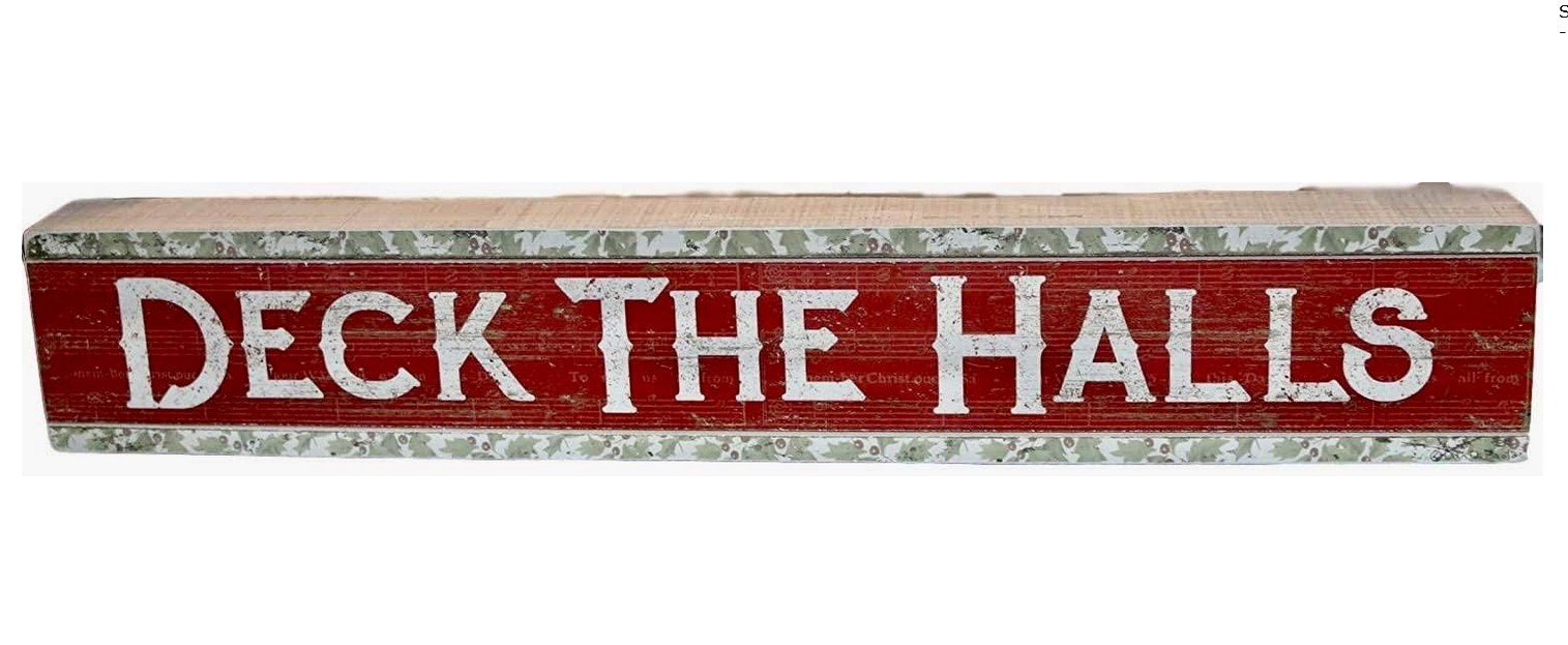 PBK Christmas Decor - Deck The Halls Holly Farmhouse Box Sign