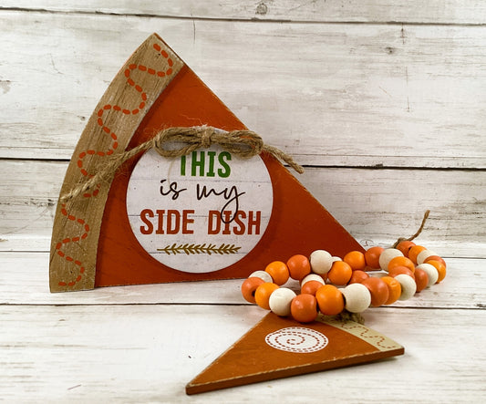AGD  Fall Decor - Chunky Wood Pumpkin Pie and Beaded Garland 2pc