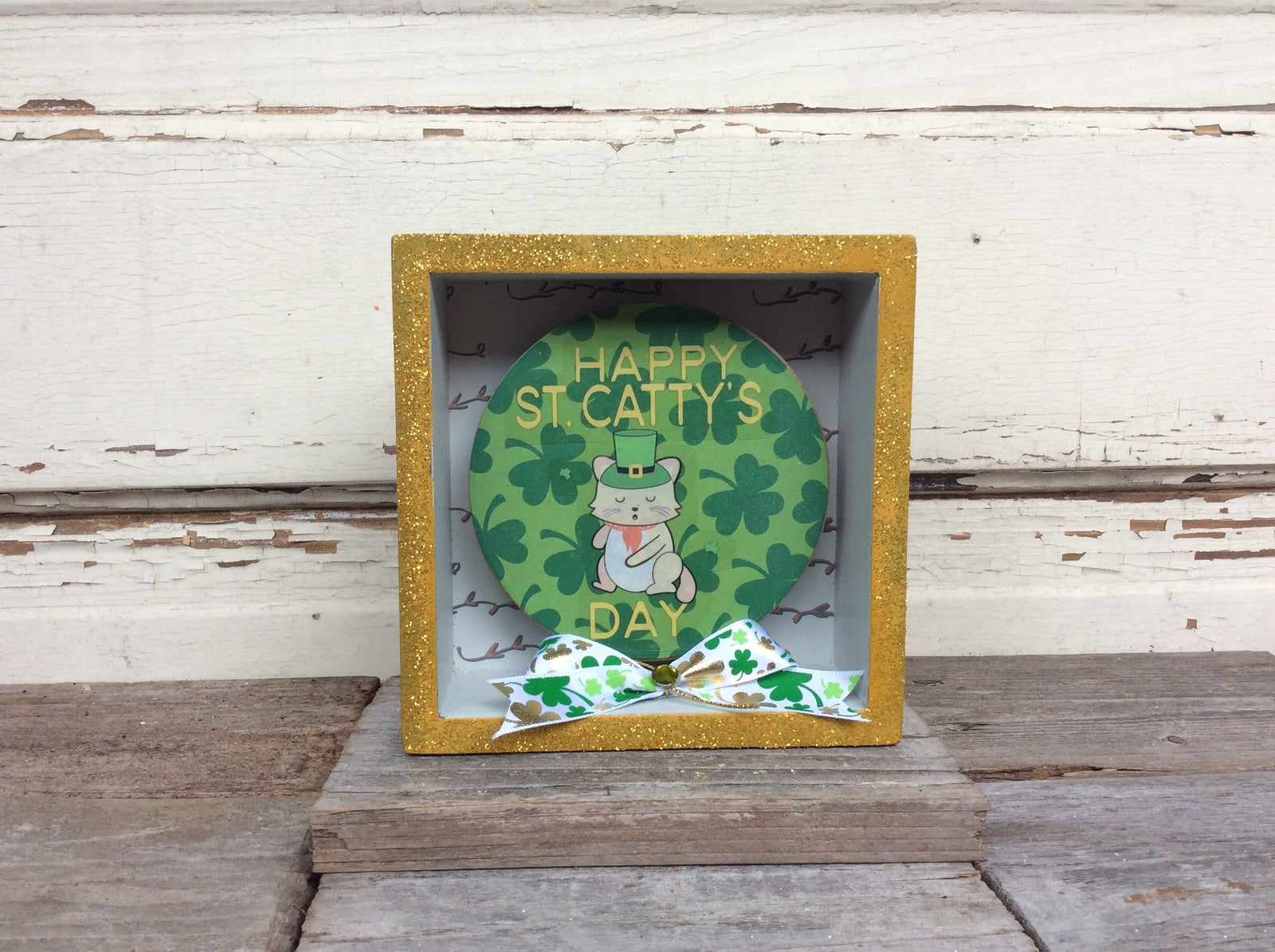 AGD St Patrick's Decor - Happy St. Cattys Day Inset Box Sign