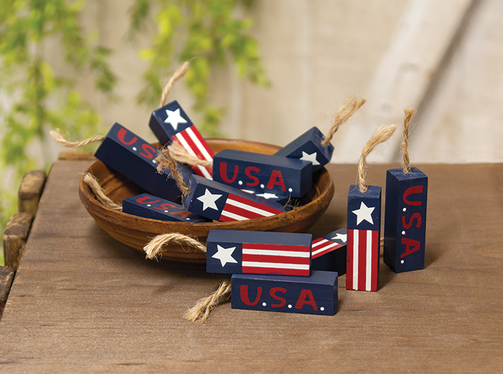 CWI Patriotic Decor - July 4th Wood Fire Crackers 12pc Set