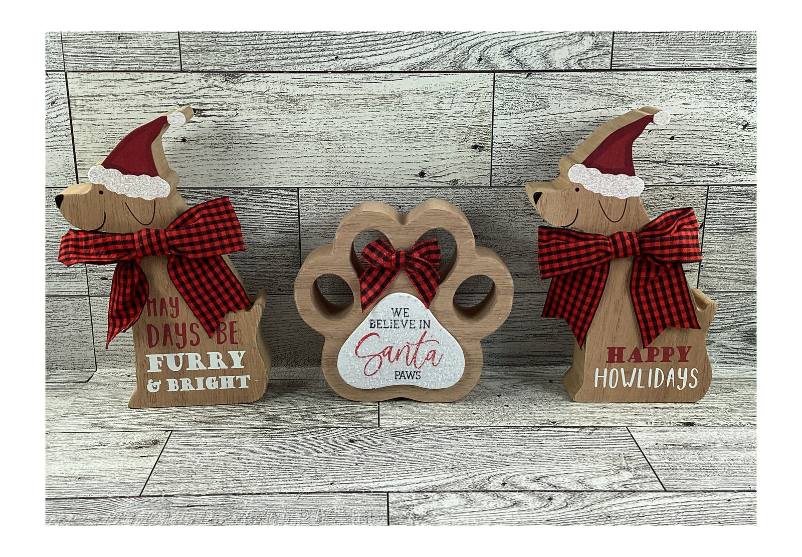 AGD Christmas Decor -Puppy Dog Santa Paw Tier Tray 3pc Set