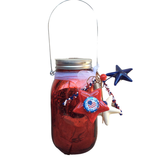 AGD Patriotic Decor - God Bless USA Lighted Mason Jar
