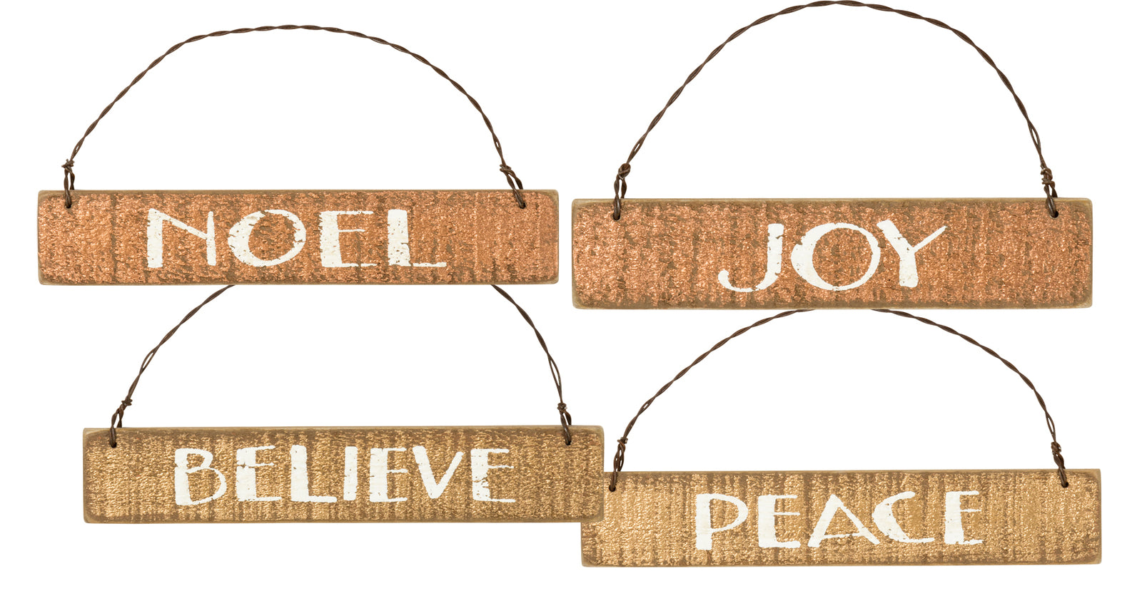 PBK Christmas Decor - Peace Joy Noel Believe Prim Ornaments