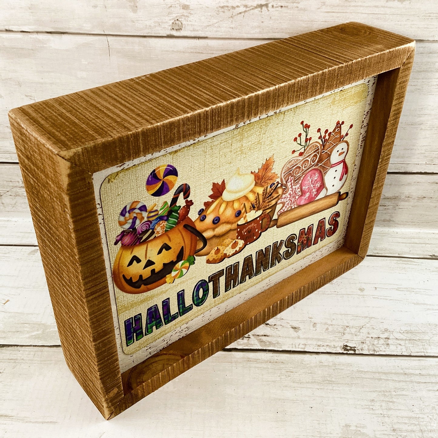 AGD Fall Decor - Multi Seasons Happy Hallothankmas Box Sign
