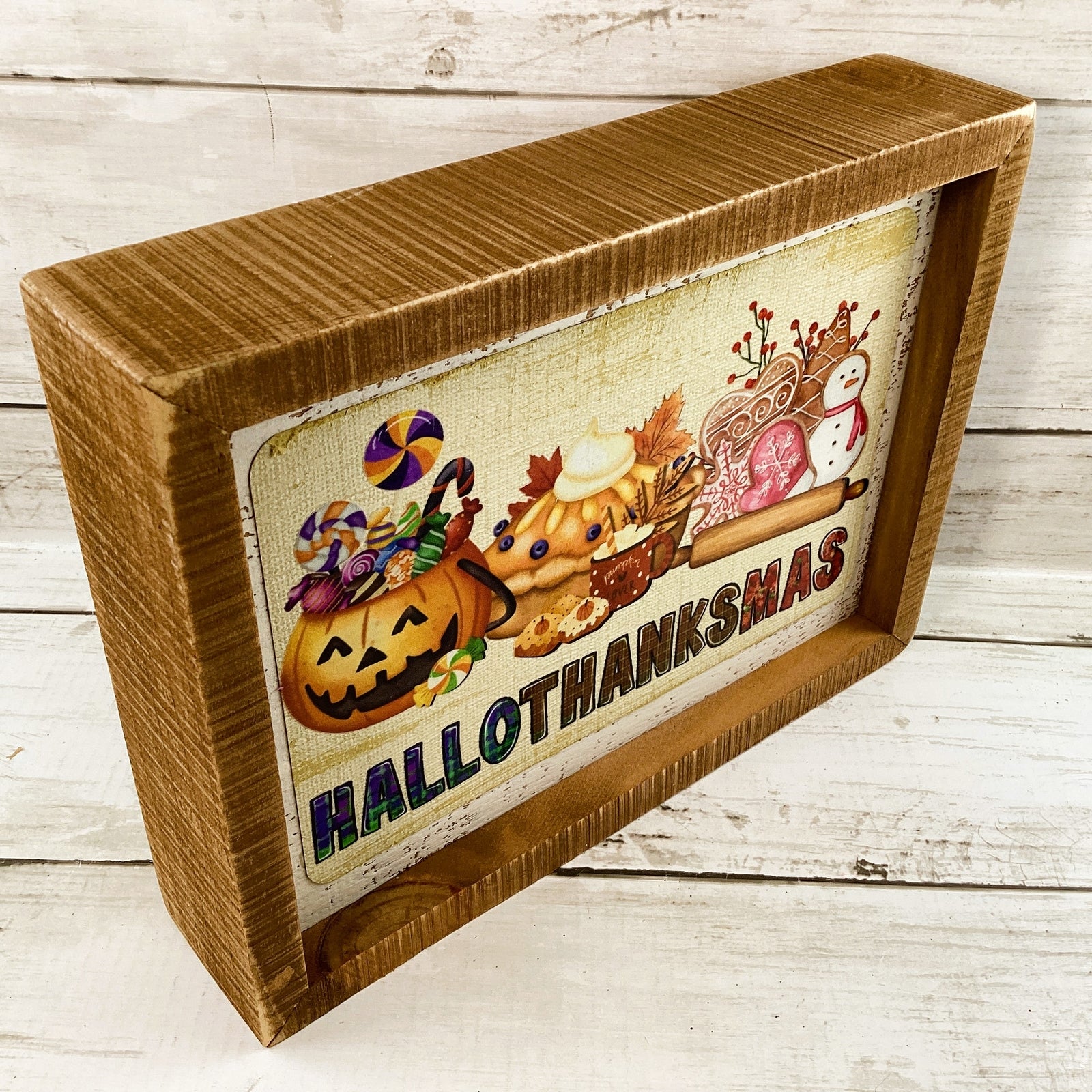 AGD Fall Decor - Multi Seasons Happy Hallothankmas Box Sign
