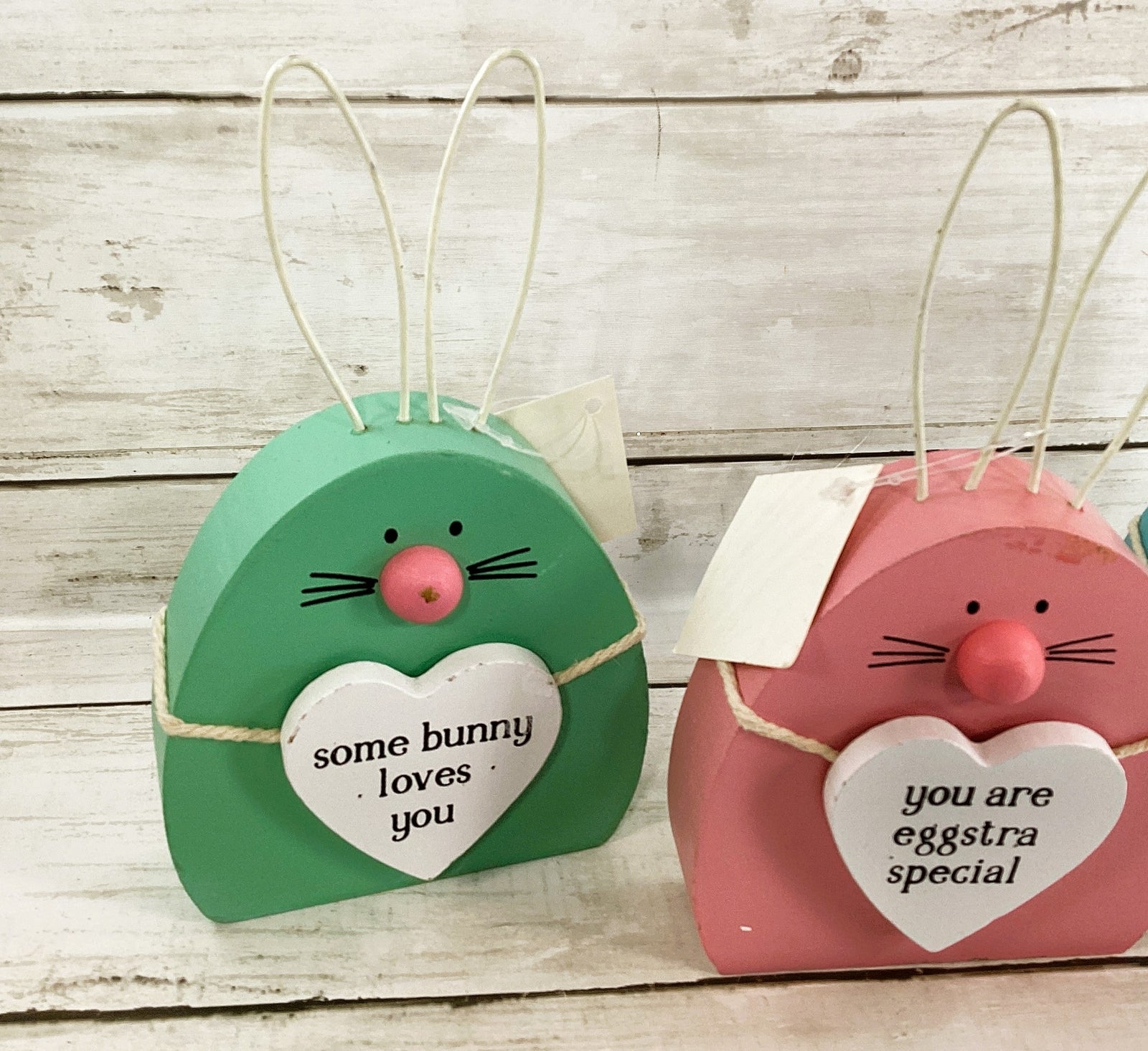 HL Easter Decor - Cute  Pastel Bunny Heads Wire Ears 3pc Set