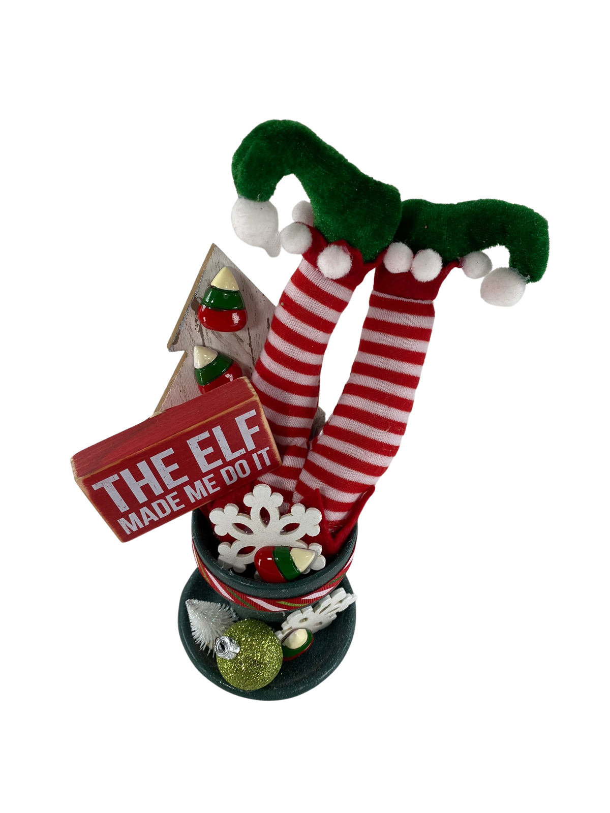 AGD Christmas Decor - Elf Made Me Do It Filled Clay Pot Display