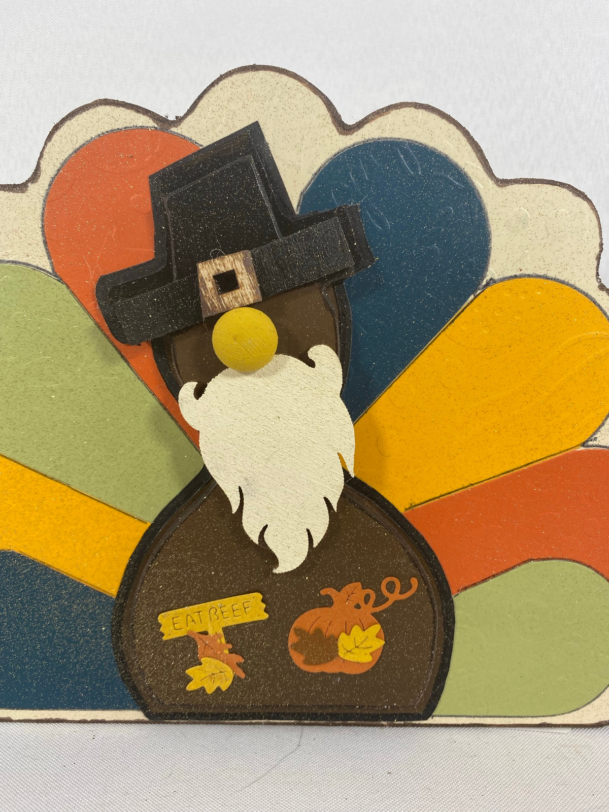 AGD Fall Decor - Reversible Chunky Wood Gnome Turkey Sitter