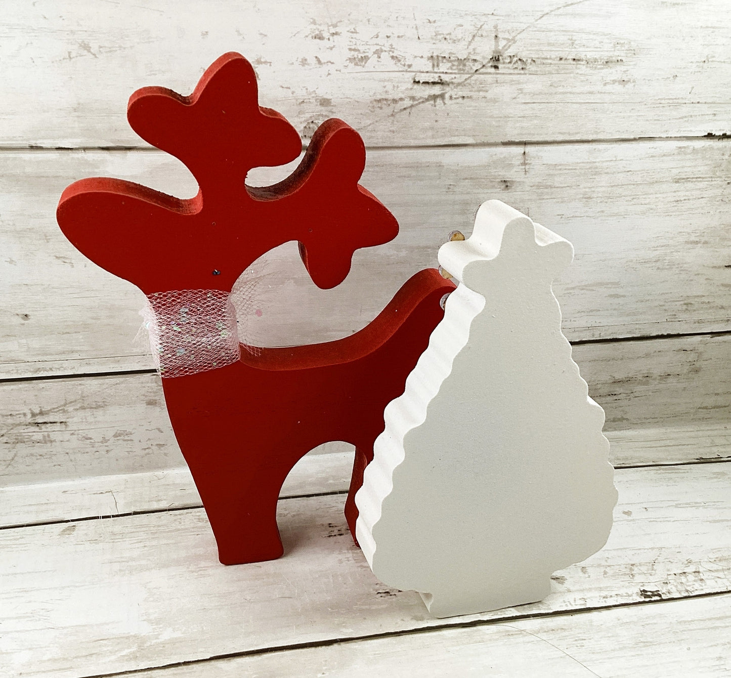 AGD Christmas Decor - Pink Red Mid Century Tree LG Reindeer Display 2pc