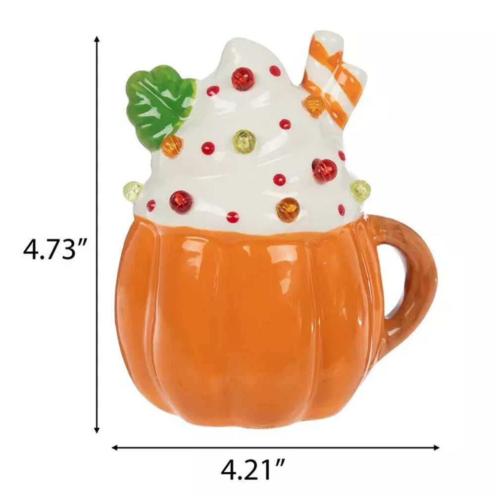HL Fall Decor - Light Up Ceramic Pumpkin Mug Cupcakes 2pc Set
