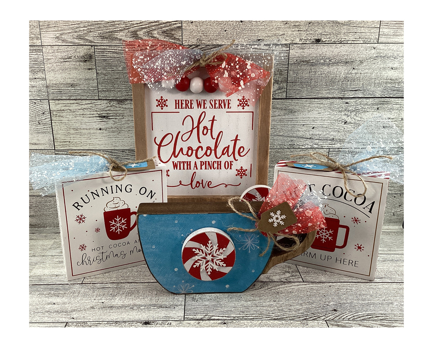AGD Christmas Decor - Hot Chocolate Tier Tray Display 4pc Set
