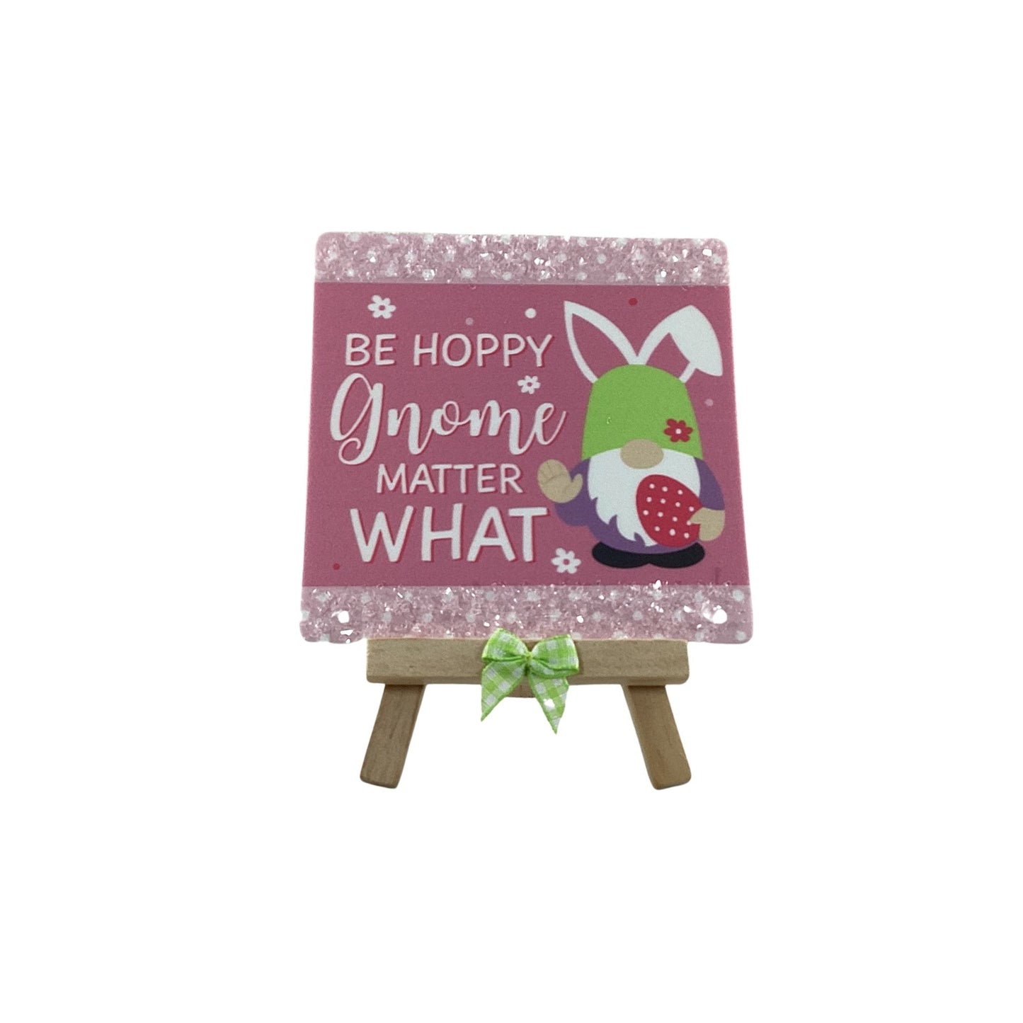 AGD Easter Decor - Resin Gnome Glitter Bunny Rabbit Tier Tray 4pc Set (A)