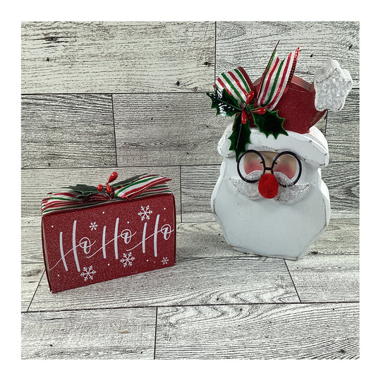 AGD Christmas Decor - Chunky Ho Ho Ho Santa Tier Tray 2pc Set