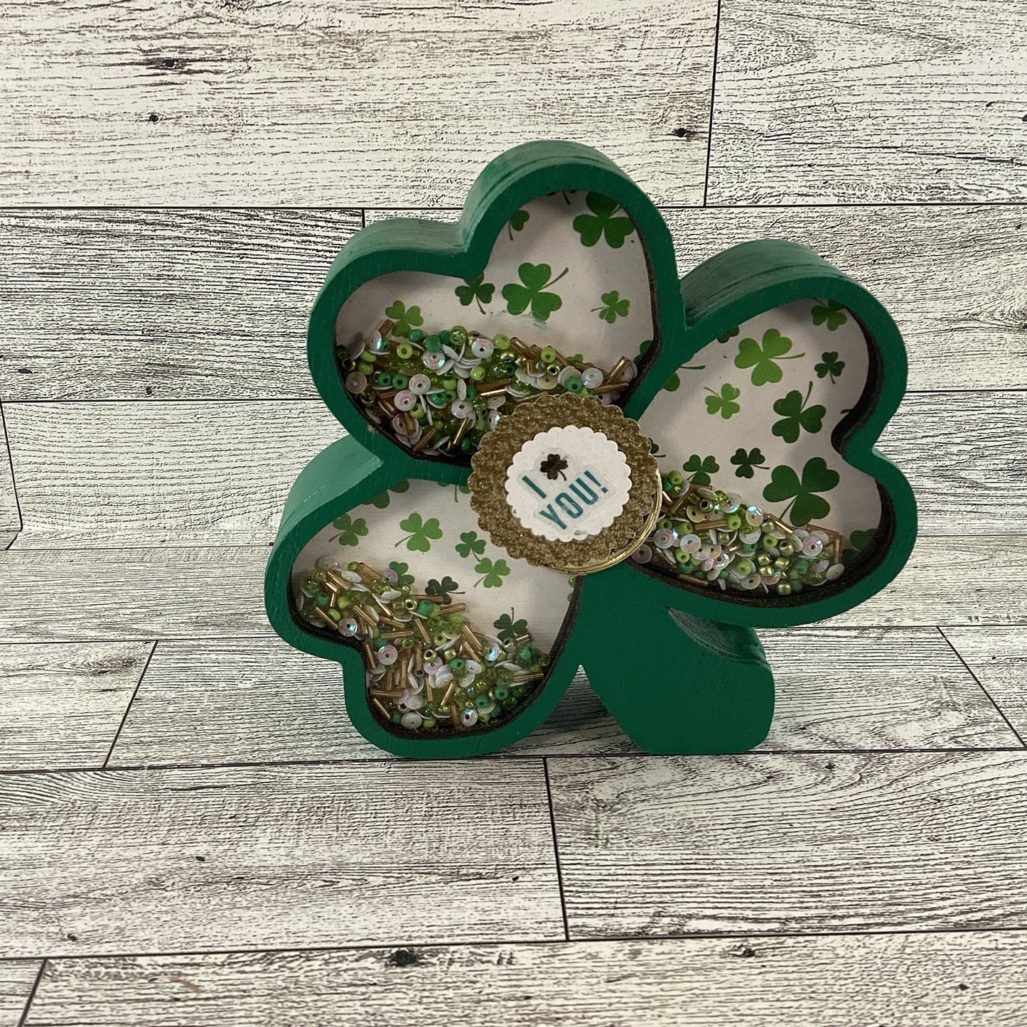 AGD St Patrick Decor -  Shamrock Chunky Wood Shaker Sitter 2pc