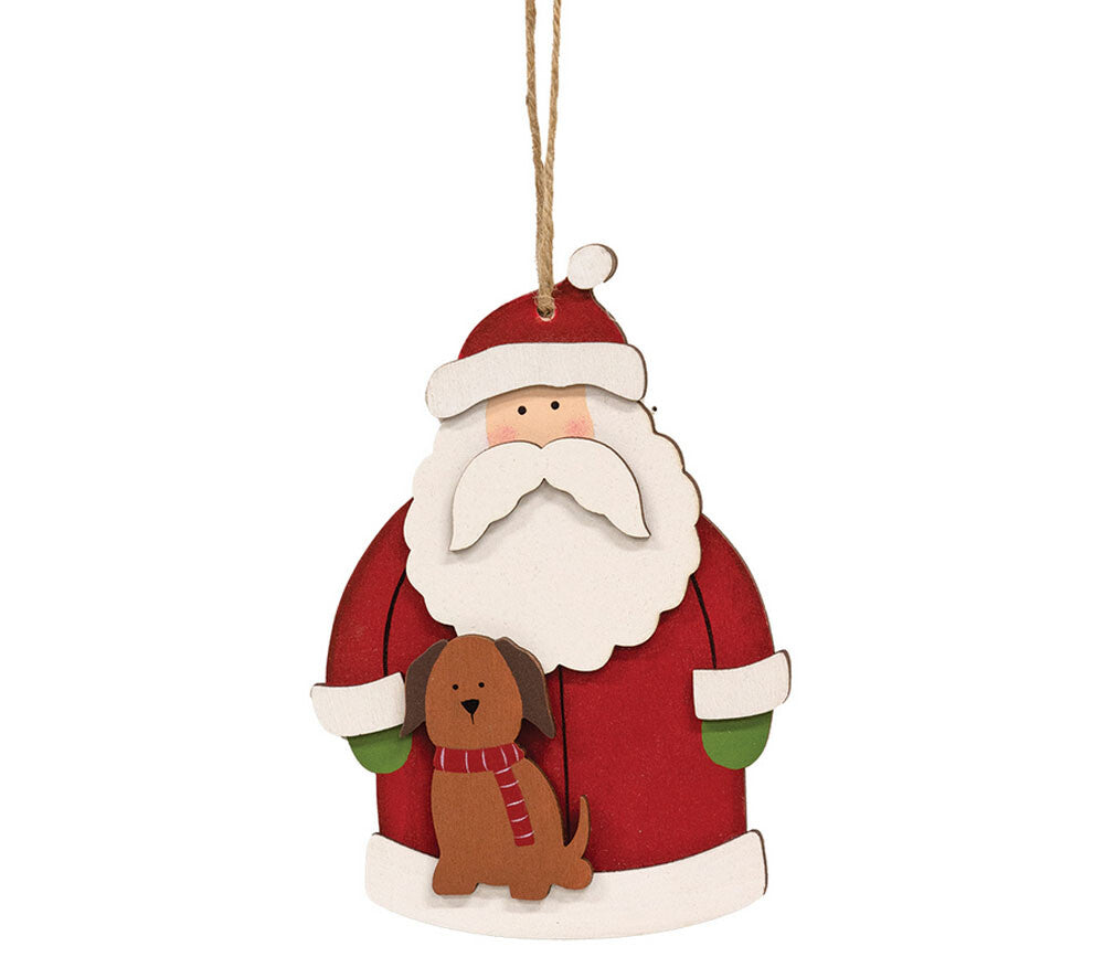 CWI Christmas Decor - Santa Claus with  Pet 3-D Puppy Dog Ornament
