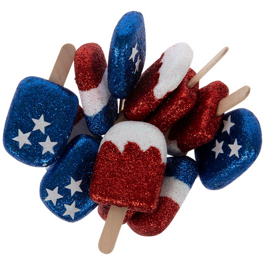 HL Patriotic Craft Supply - Foam Glitter Ice Cream Bars Popsicle Scatters 12pc