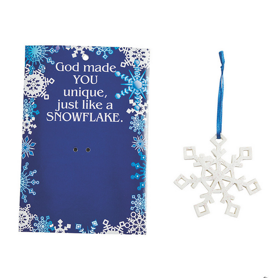 Snowflake Christmas Ornament on Gift Card Package of 12