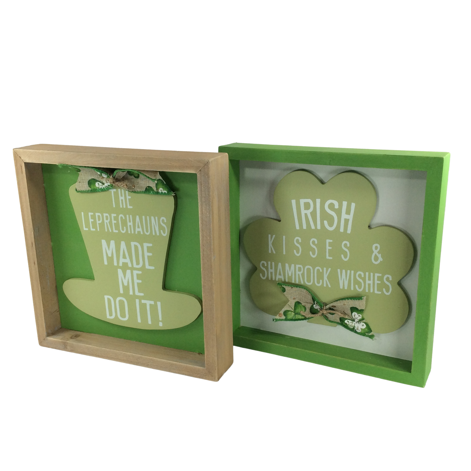 AGD St Patrick's Decor - Leprechaun and Irish Kisses Box Signs 2pc