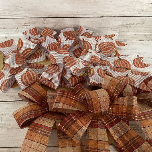 DT Fall Craft Supply - Small PVC Pumpkin Plaid Bows 8 bows