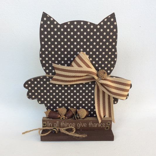 AGD Fall Decor -  In All Things Give Thanks Owl Display