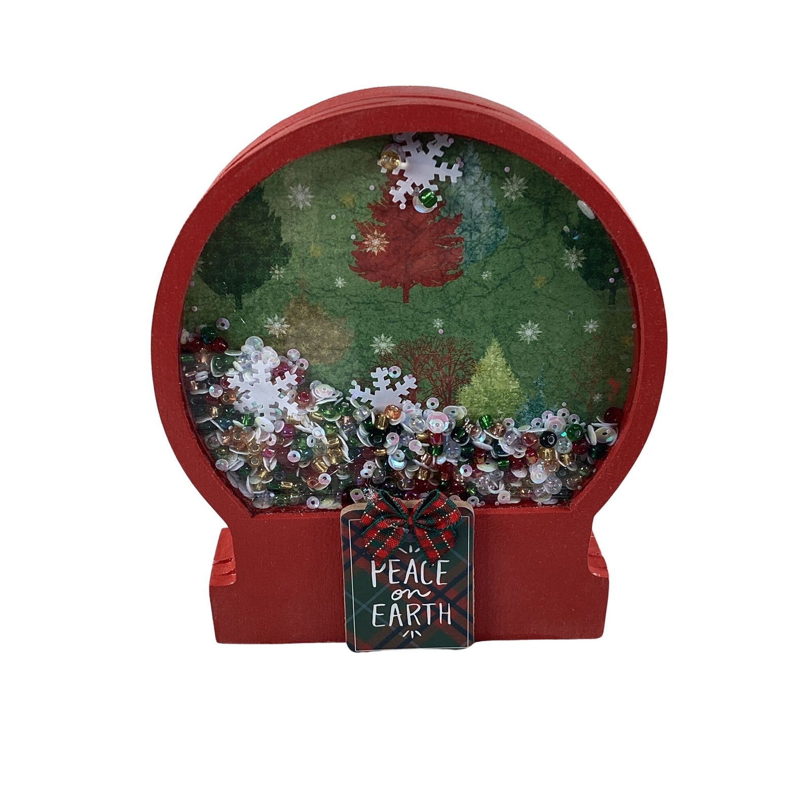 AGD Christmas Decor - Peace On Earth Snow Globe Chunky Wood Shaker