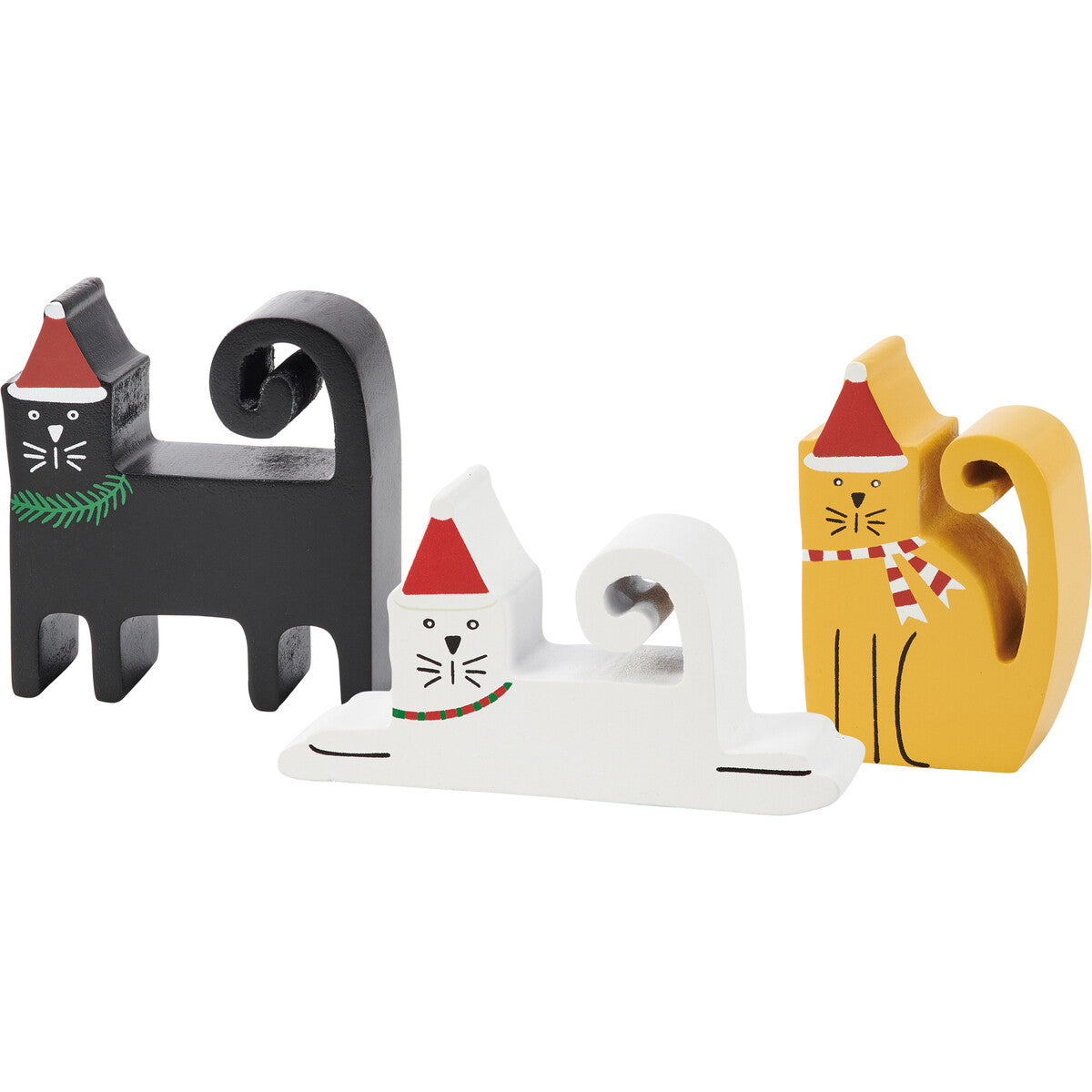 PBK Christmas Decor - Prim Chunky Santa Cats 3pc Set