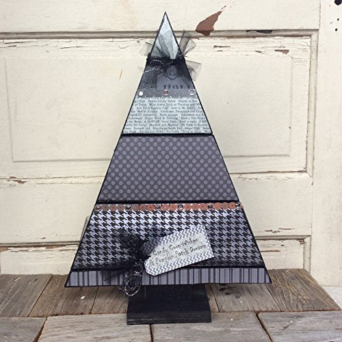 AGD Halloween Decor - Black & Gray Wood Slat Table Top Tree