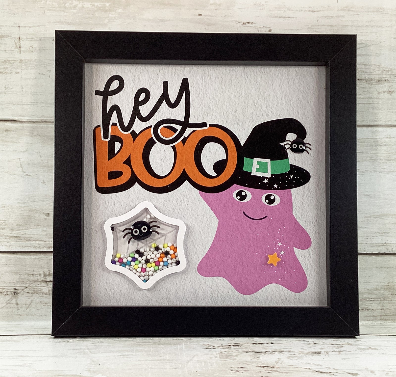 Halloween Decor Pastel Cat Ghost Trick Treat Shaker Signs 3pc Set