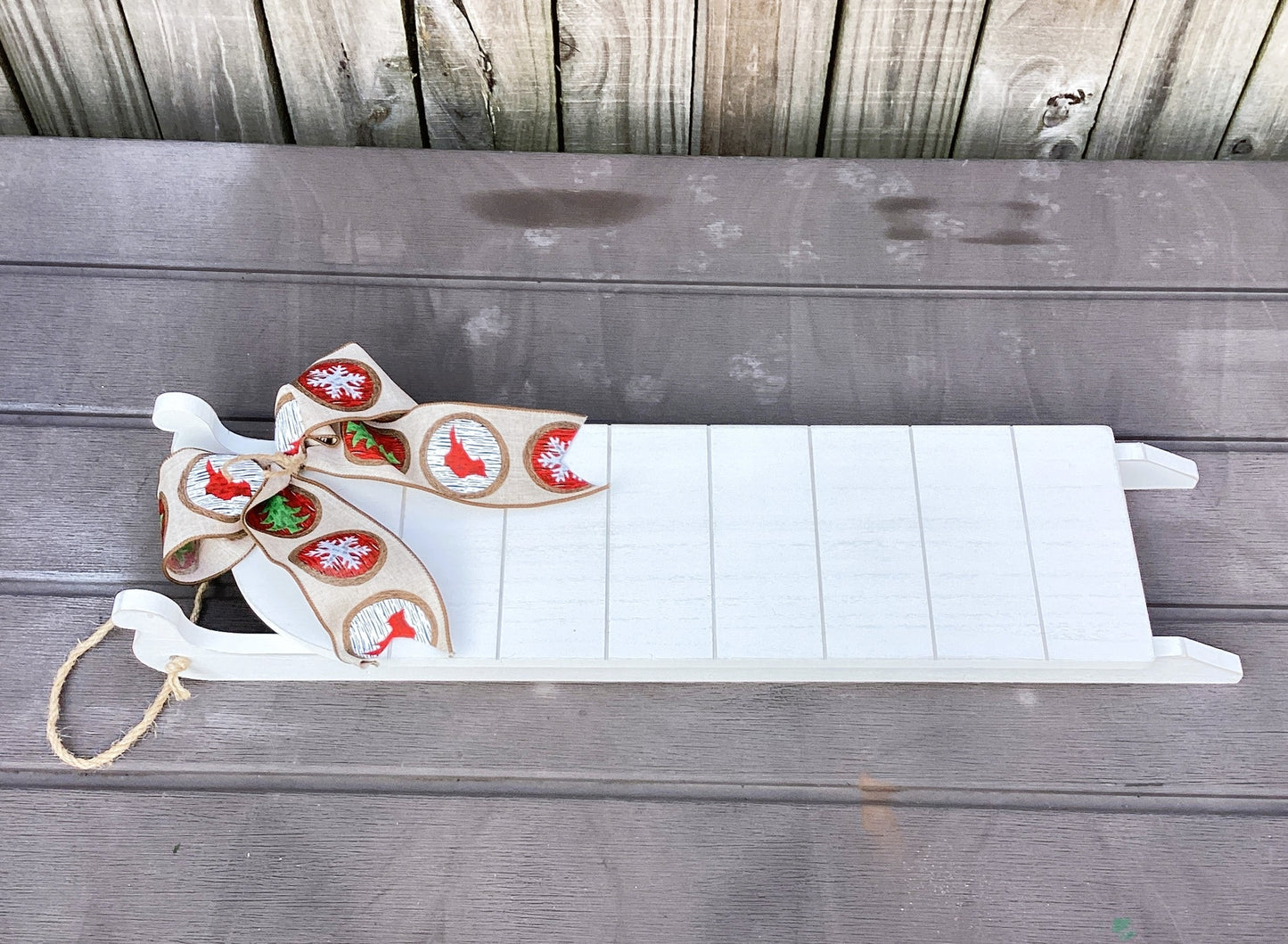 AGD Christmas Decor - Snowmen Cardinal on Sled Mantle Centerpiece 24inch