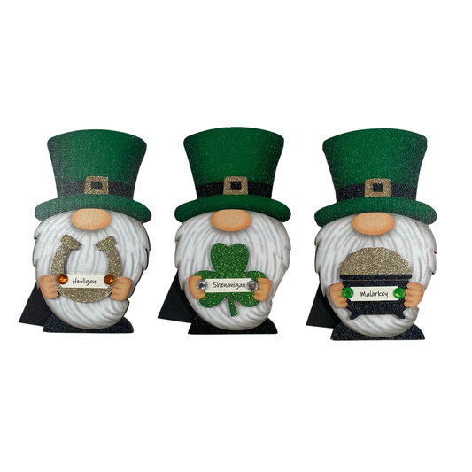AGD St Patrick Decor - Hooligan Malarkey Shenanigans Gnomes 3pc