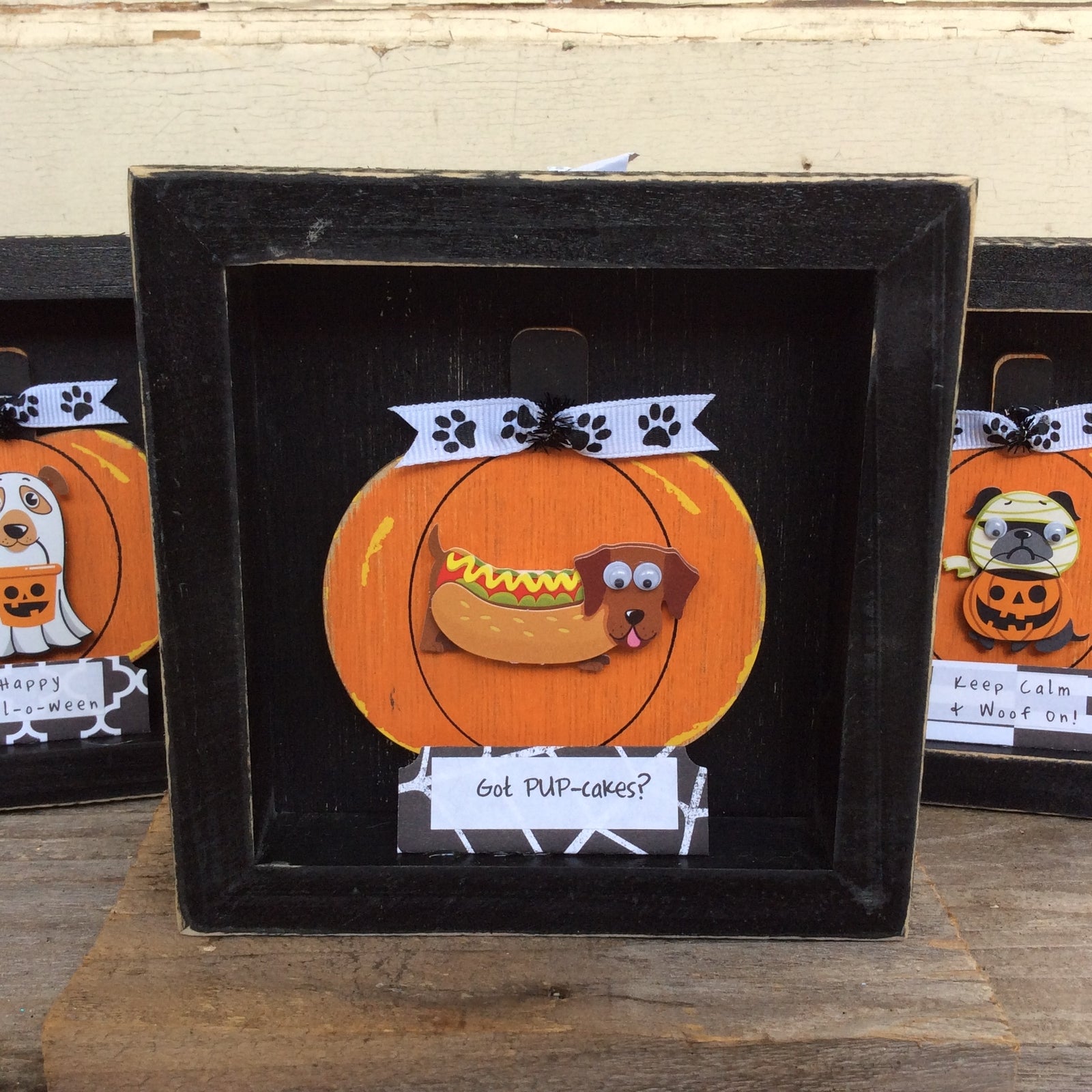 AGD Halloween Decor - Funny Dog Sayings Box Signs 3pc.