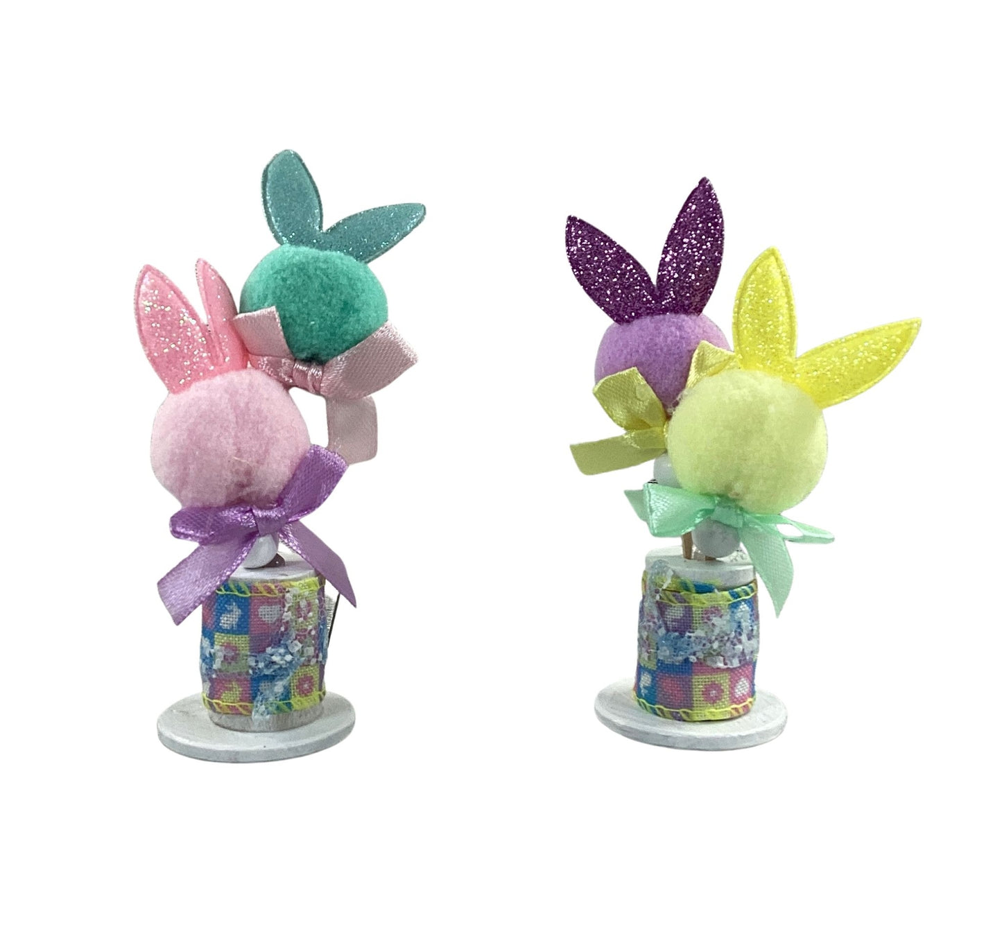 AGD Easter Decor - MDF Gumball Machine and Pom Pom Bunny Tier Tray 3pc
