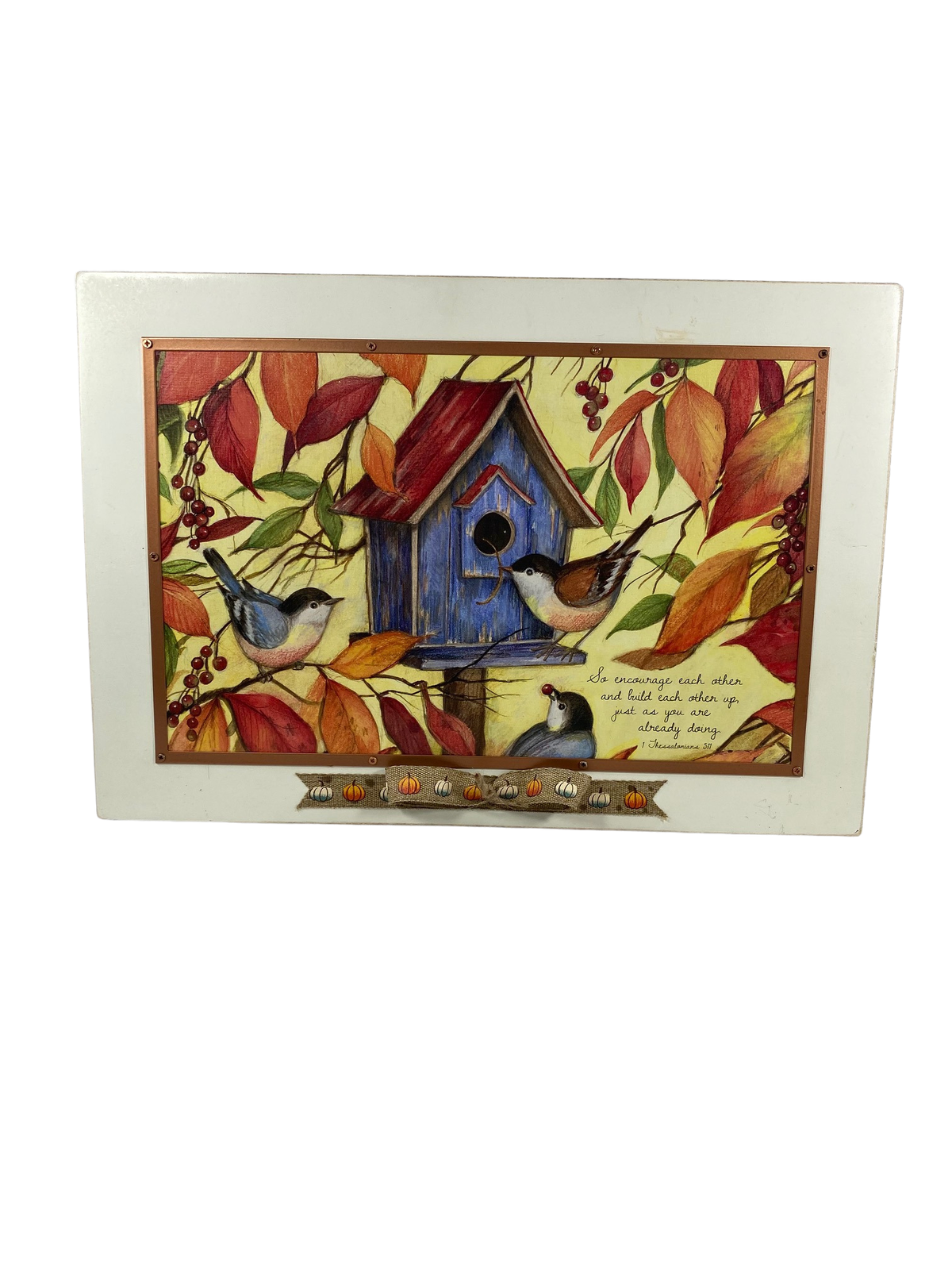 AGD Fall Decor - Encourage Each Other Bird House Autumn Leaves Box Sign