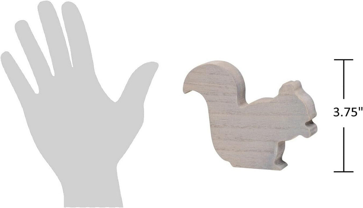 Fall Decor - Weather Gray Chunky Wood Harvest Squirrel 4.75-inch