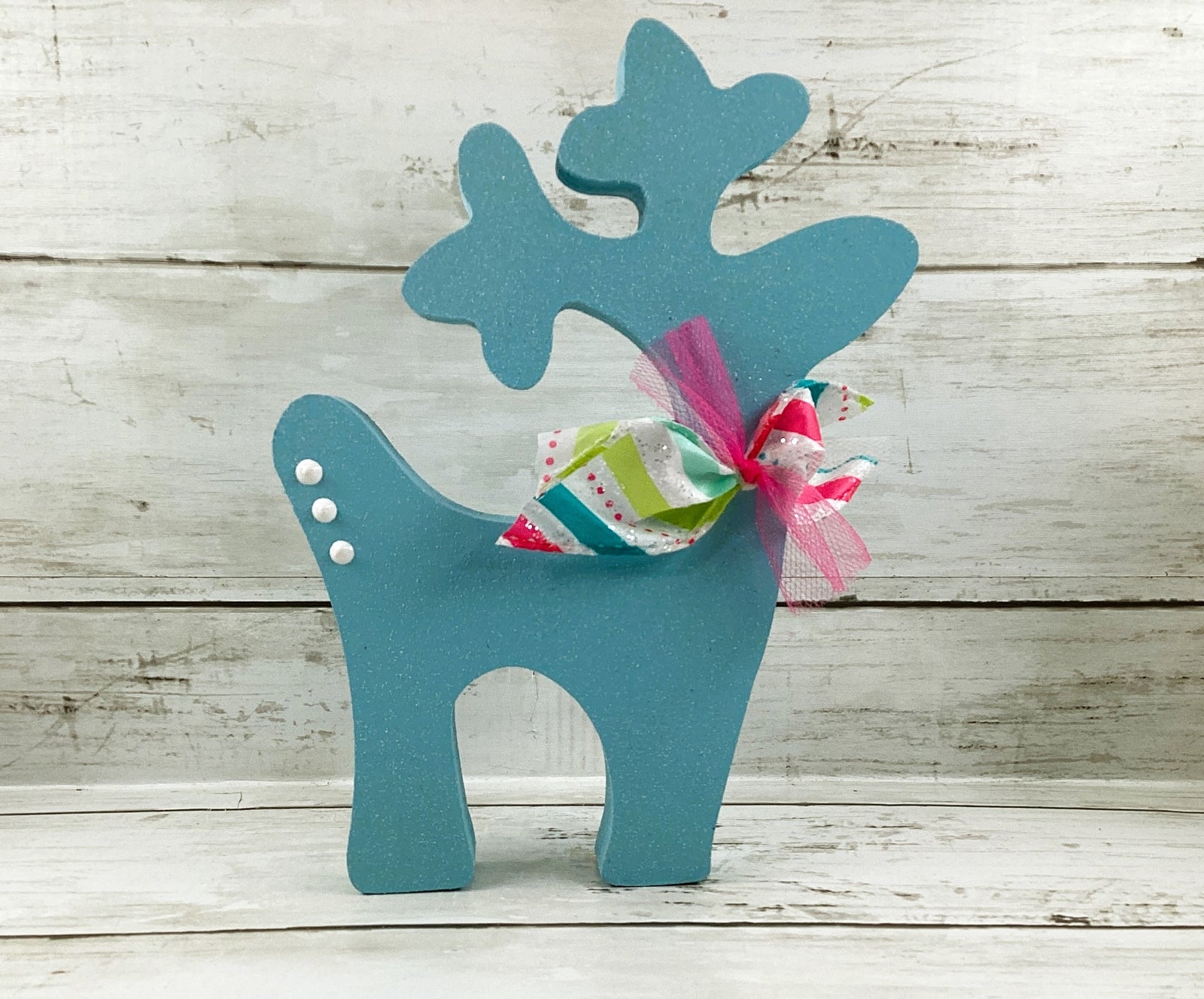 AGD Christmas Decor - Pastel Mid Century North Pole Reindeer Display 2pc