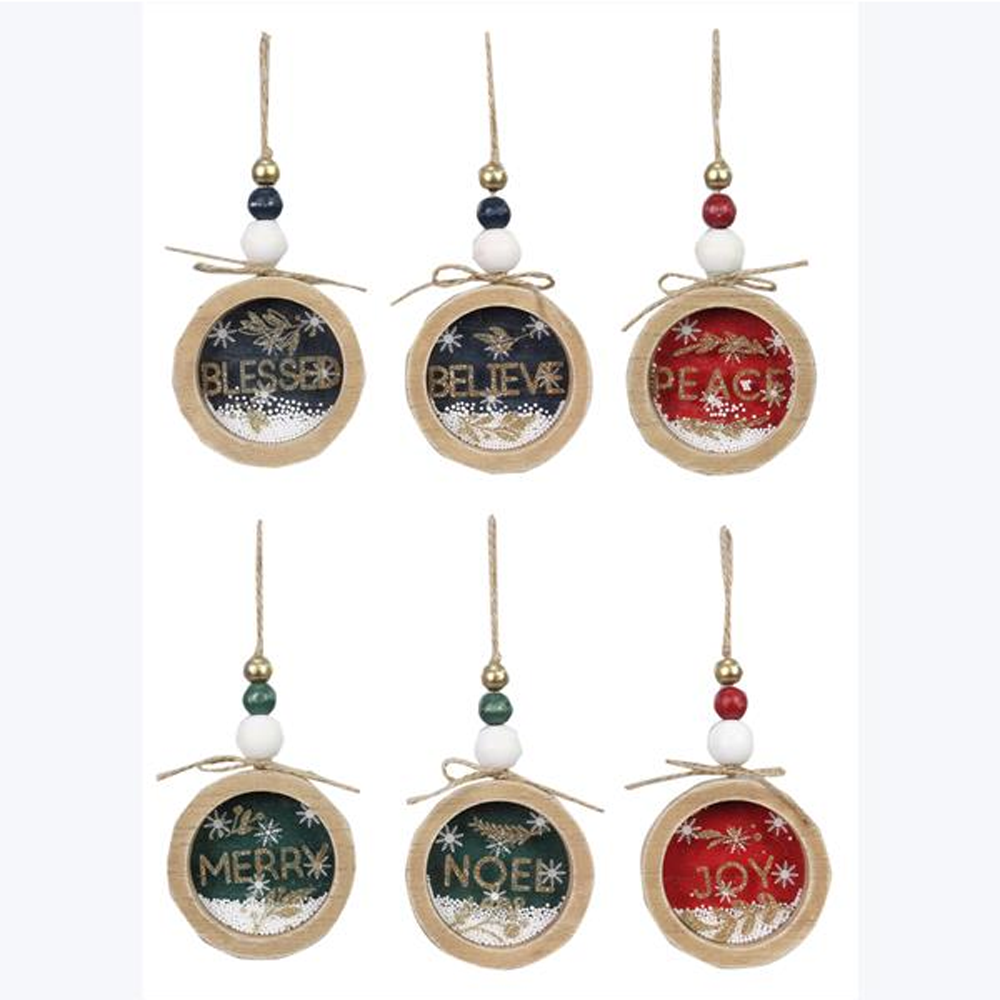 YI Christmas Decor - Farmhouse Shaker Ornament Tier Tray 6pc