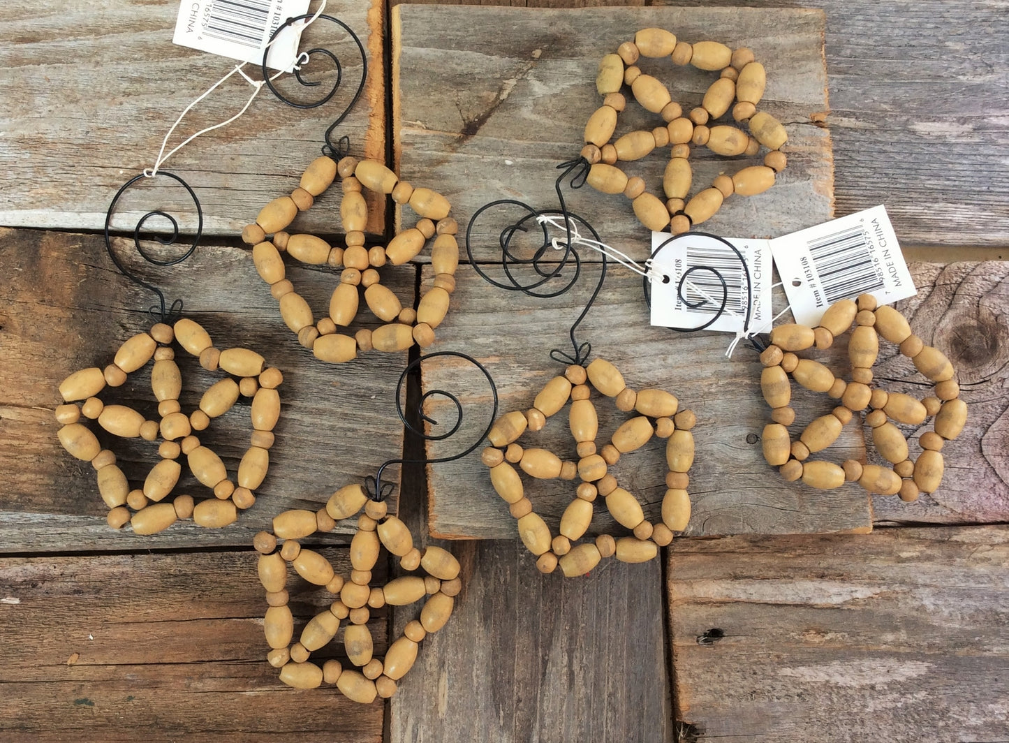 THT Christmas Ornaments - Star Fish Sand Dollar Beach Nautical Snowflake 6pc.