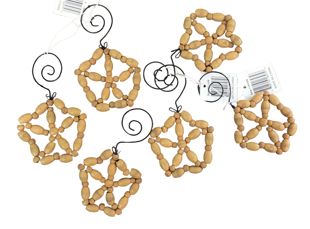 THT Christmas Ornaments - Star Fish Sand Dollar Beach Nautical Snowflake 6pc.