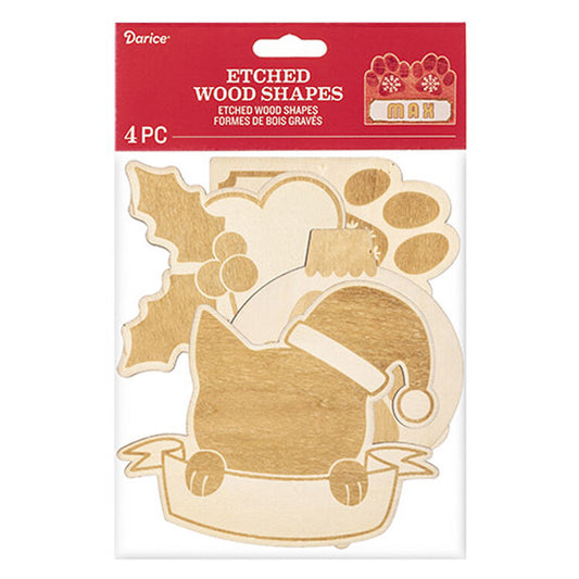 Darice Craft Supply - Wood Dog Theme Unfinished Wood Ornaments 4pc
