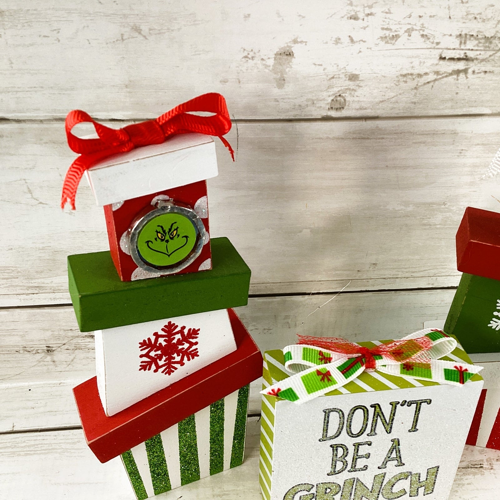AGD Christmas Decor - Whimsy Red Green Stacking Gifts 3pc