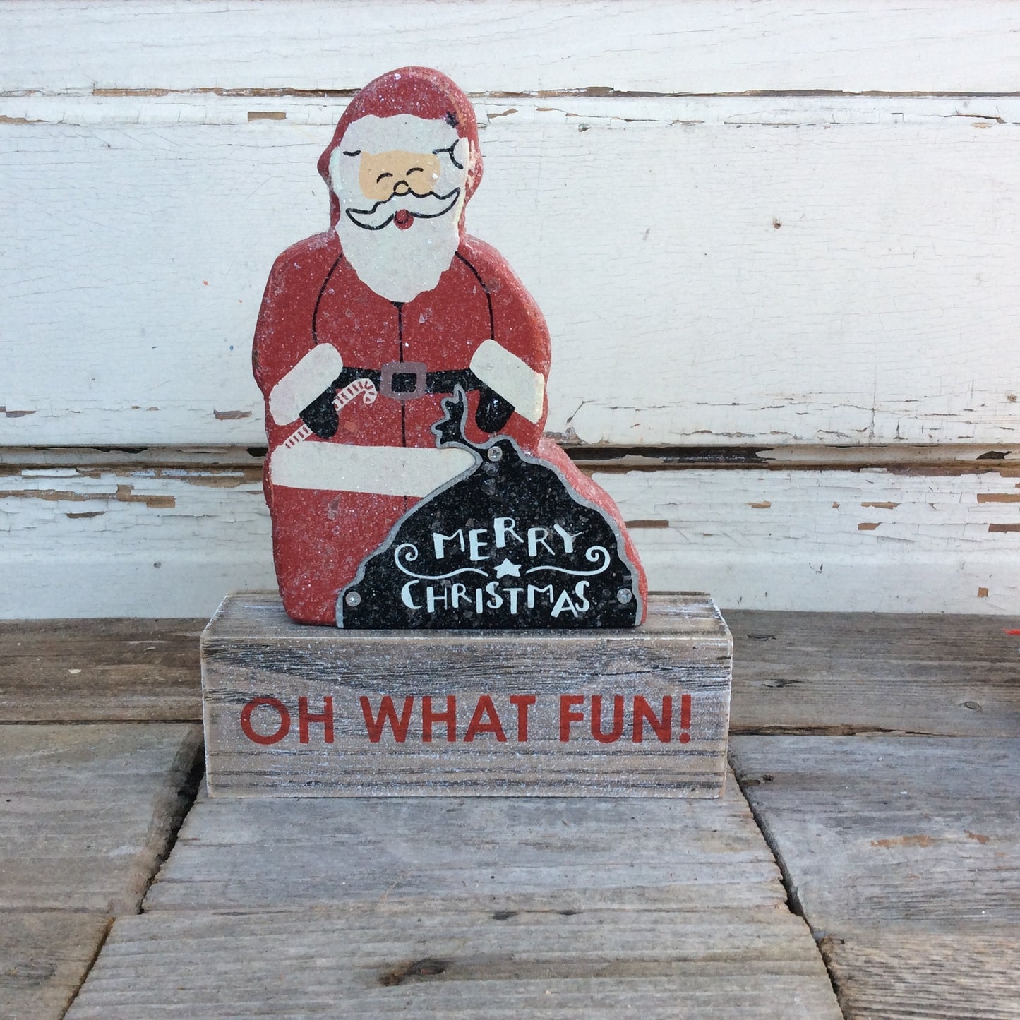 AGD Christmas Decor - Oh What Fun! Prim Wood Sleigh Display