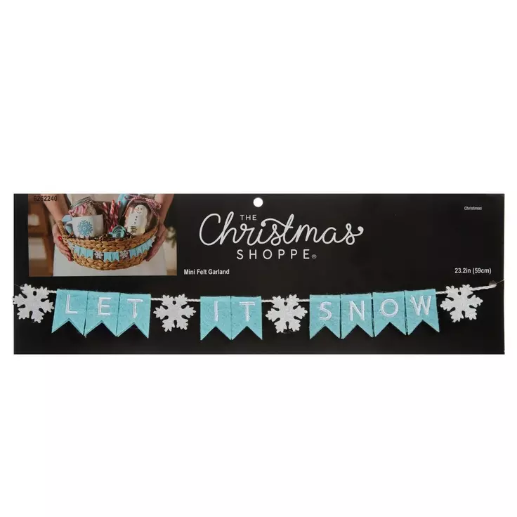 HL Christmas Decor - Felt Winter Let It Snow Mini Small Banner Garland