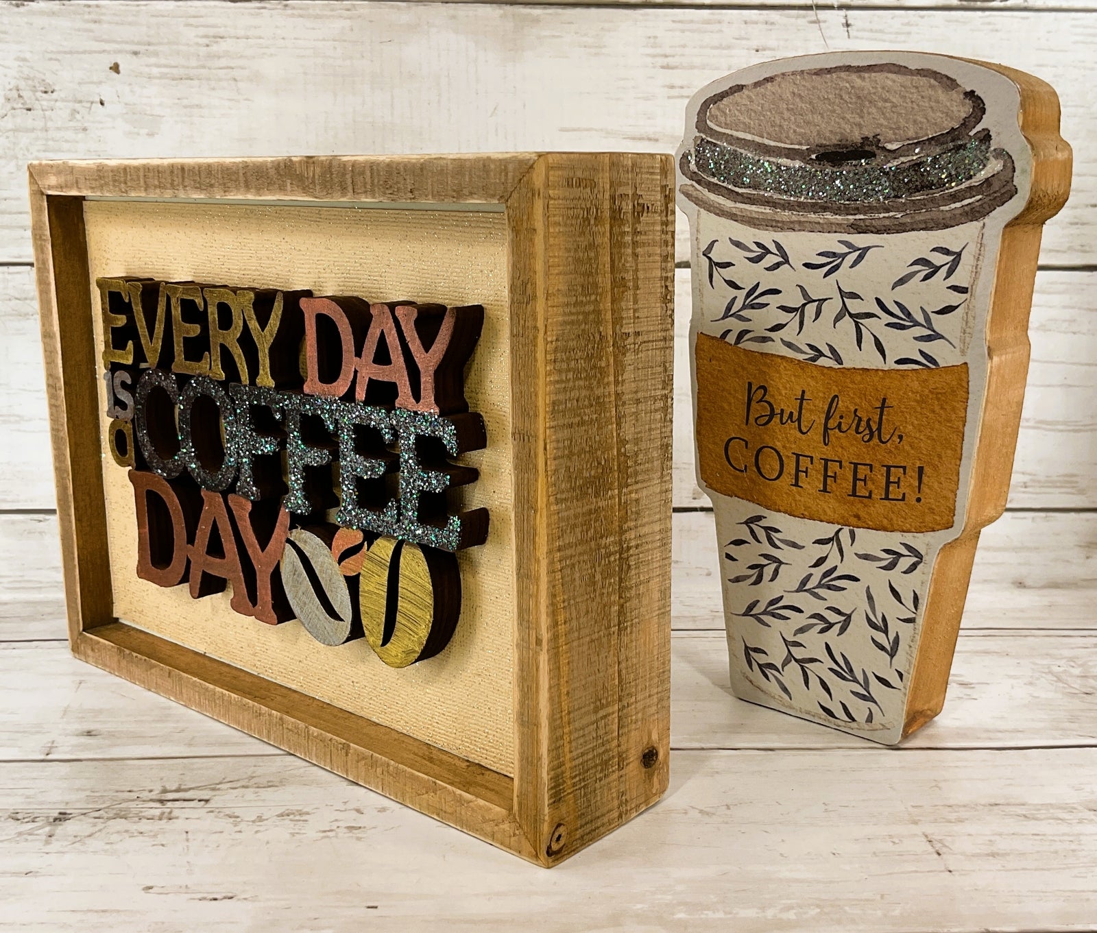 AGD Home Decor - Coffee First Everyday Latte Cup & Sign