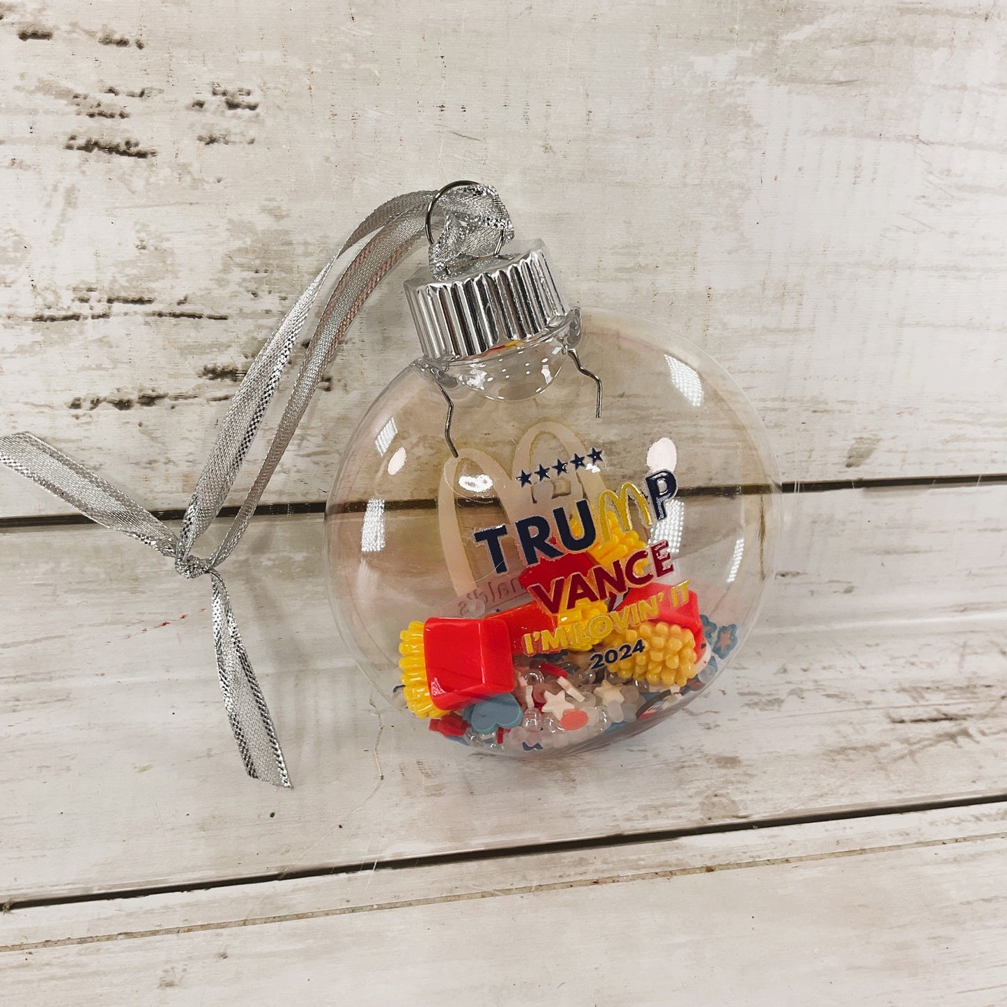 AGD Patriotic Decor - Trump Vance Lovin It French Fries Ornaments 4pc