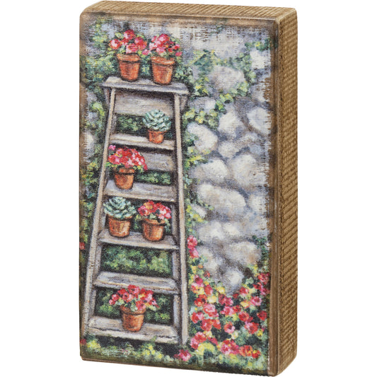 PBK Spring Home Decor - Plant Lady Clay Pot Garden Ladder Box Sign