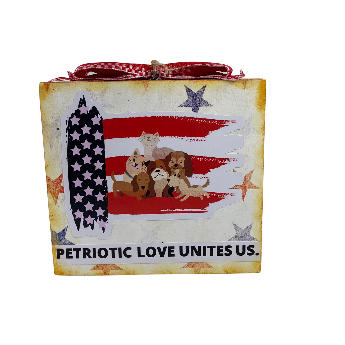 AGD Patriotic Decor - Dog Cat Pet Paws Double-Sided Box Sign